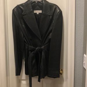 Valerie Stevens Vintage Black Leather Blazer